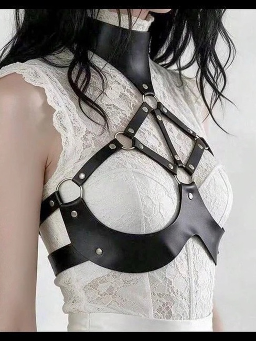 Black Harness Bra Top New